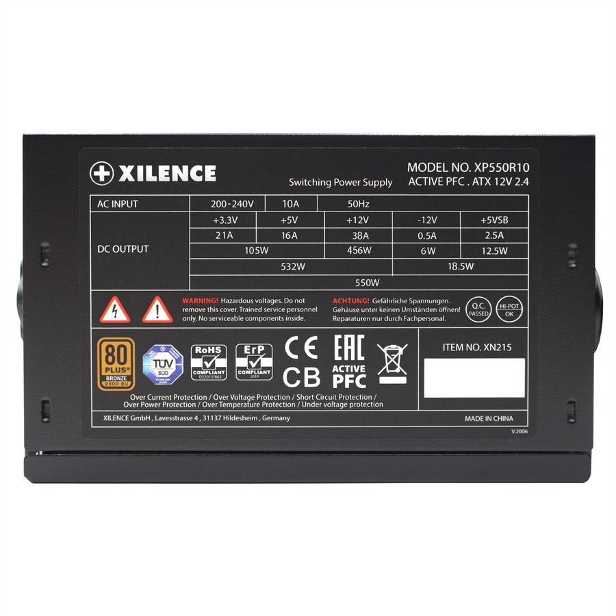 Xilence XP550R10 550W Alimentation PC, 80+ Bronze, Gaming, ATX