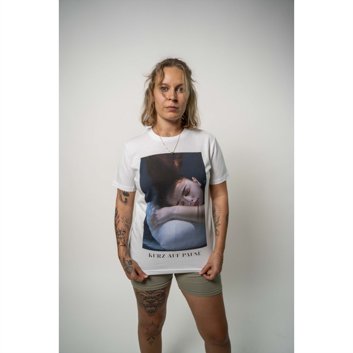 Kurz auf Stop Shirt weiss (Unisex), S