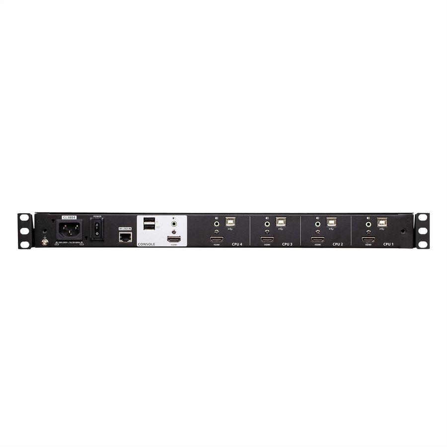 ATEN CL3884NW Commutateur KVM HDMI multivue LCD de 18,5" à deux rails USB 4 ports, FR-Layout