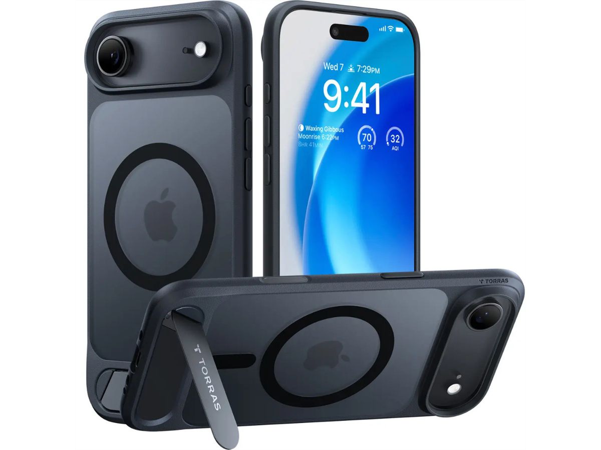Torras Pstand Spin Case, iPhone 17 Air, MagSafe, noir, noir