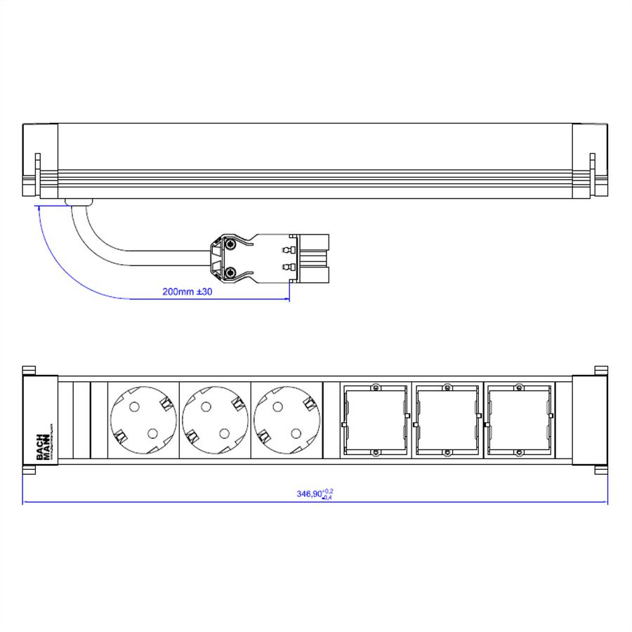 BACHMANN POWER FRAME Large 3x contact de protection 3x ABD