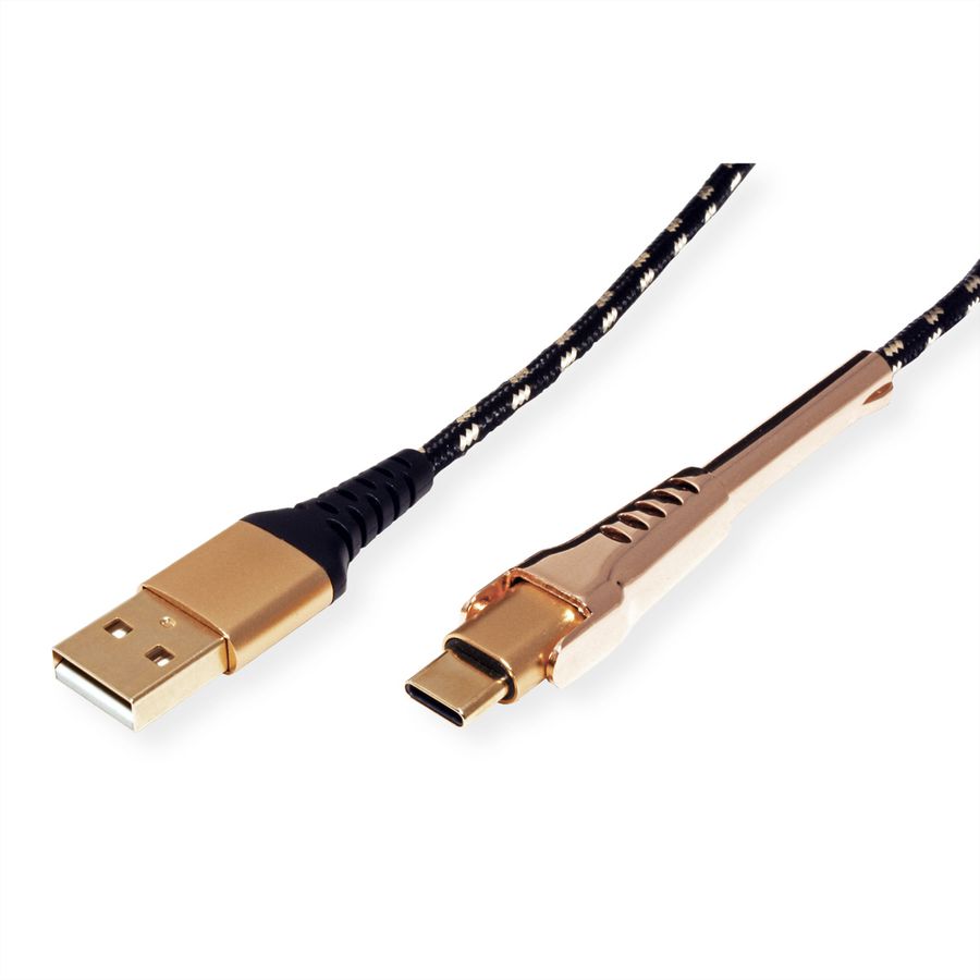 ROLINE GOLD USB 2.0 Sync- & Ladekabel, USB-A/USB-C, Stütze, 1 m