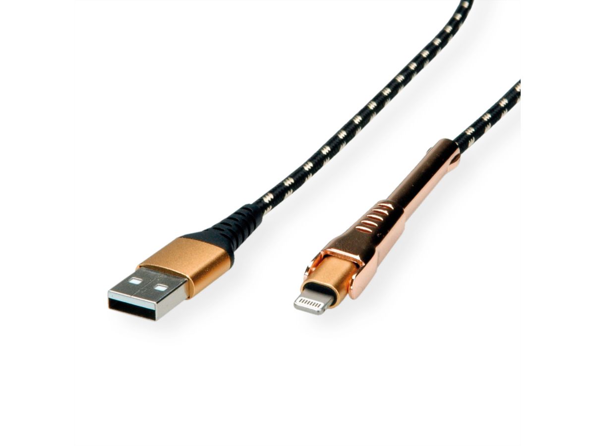 ROLINE GOLD Câble de charge et synchronisation pour appareils à connecteur 8pin, avec fonction d'appui, 1 m