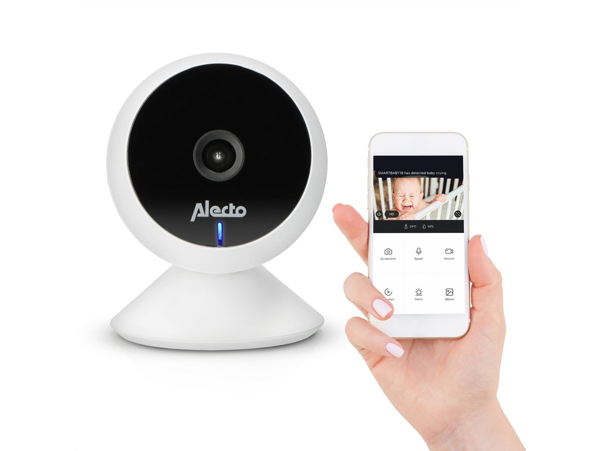 Alecto SMARTBABY5 - WLAN-Babyphone mit Kamera, Weiss
