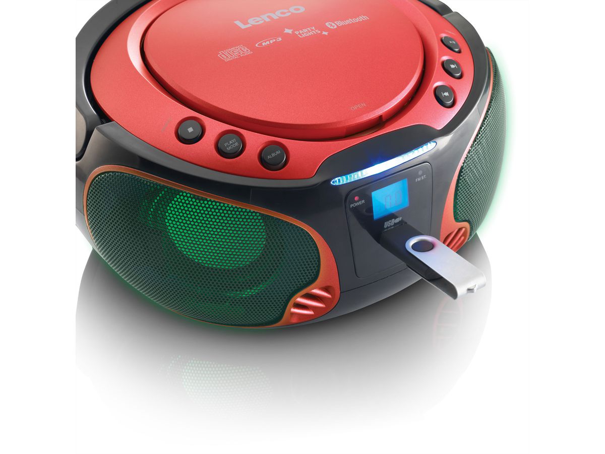 Lenco CD-Player SCD-550, Rot, Lichteffekt