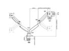 VALUE Bras double LCD, vérin à gaz, 6 articulations, fixation sur bureau
