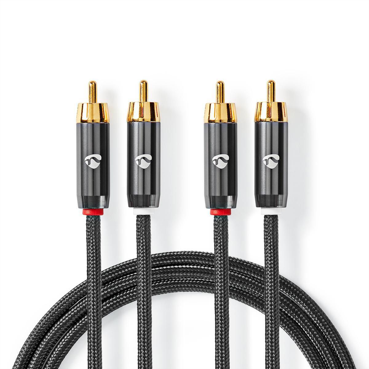 Nedis Stereo-Audiokabel, 2x Cinch, ST/ST, grau, 5 m