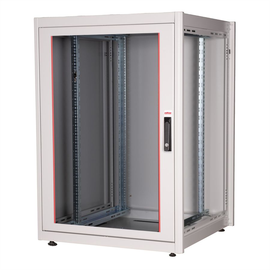 ROLINE 19-Zoll Netzwerkschrank Basic 22 HE, 800x800 BxT Glastür grau