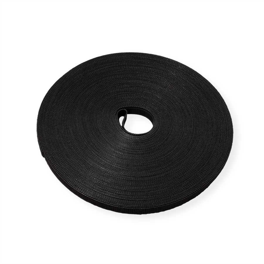 VALUE Bande auto-agrippante sur rouleau, 10mm, noir, 25 m