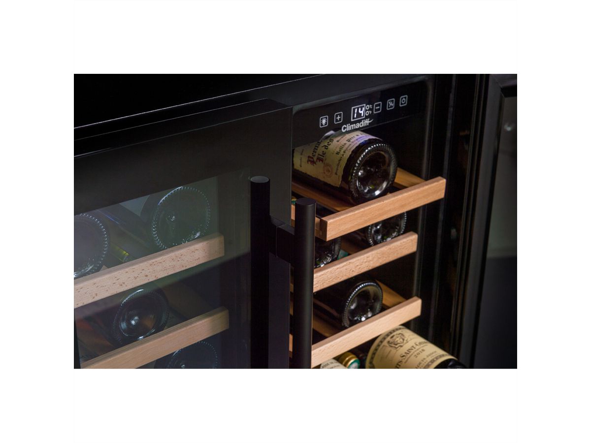 Climadiff Armoire à vin CBU40D1B, encastrable, 2 zones, 40 bouteilles