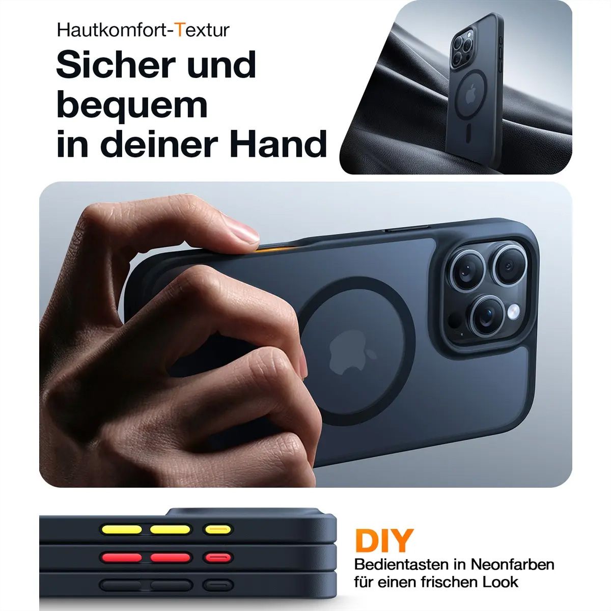 Torras Handyhülle Guardian iPhone 16 Pro, MagSafe, schwarz