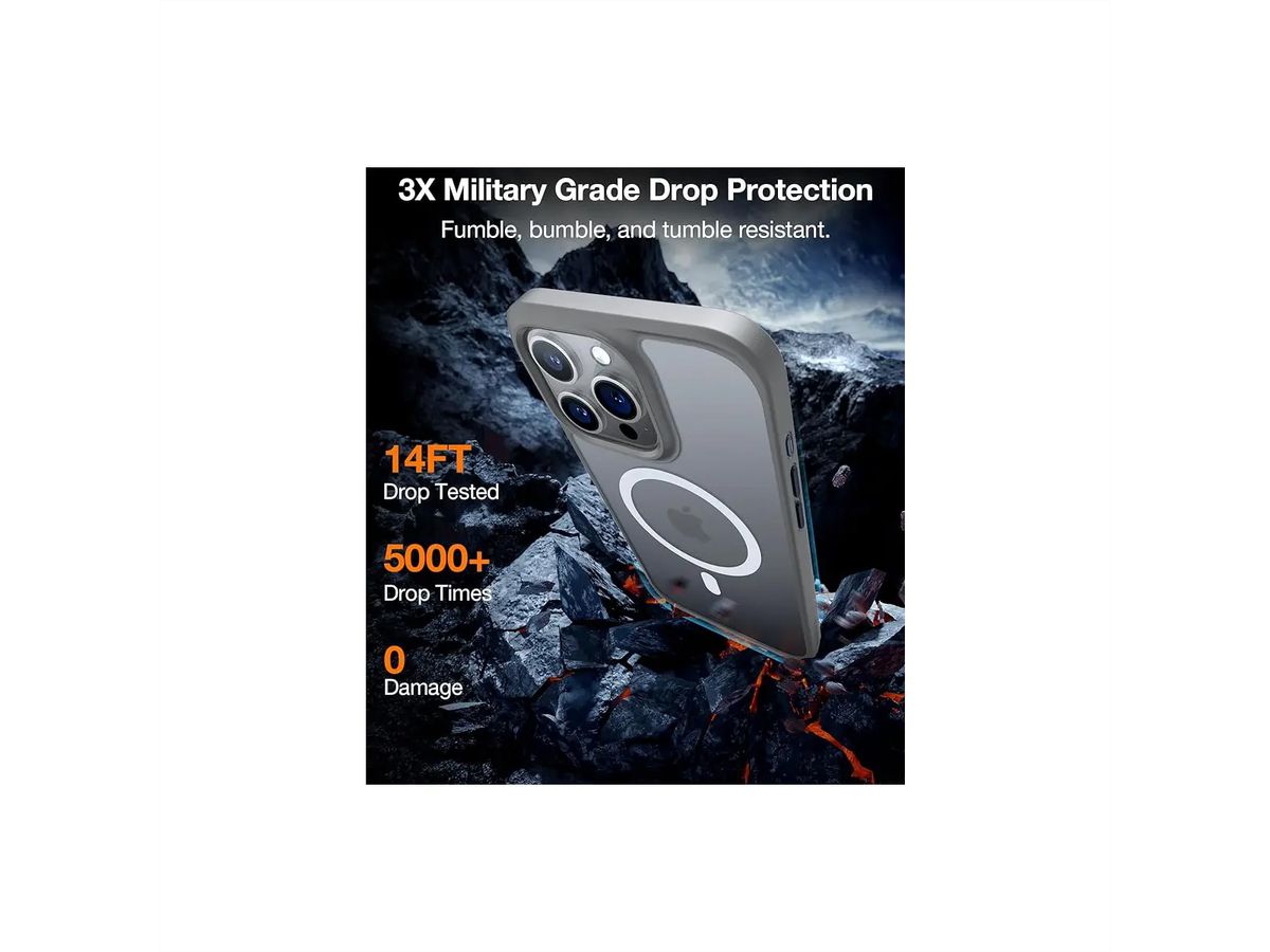 Torras Guardian Schutzhülle, iPhone 15 Pro Max, Magsafe, grau