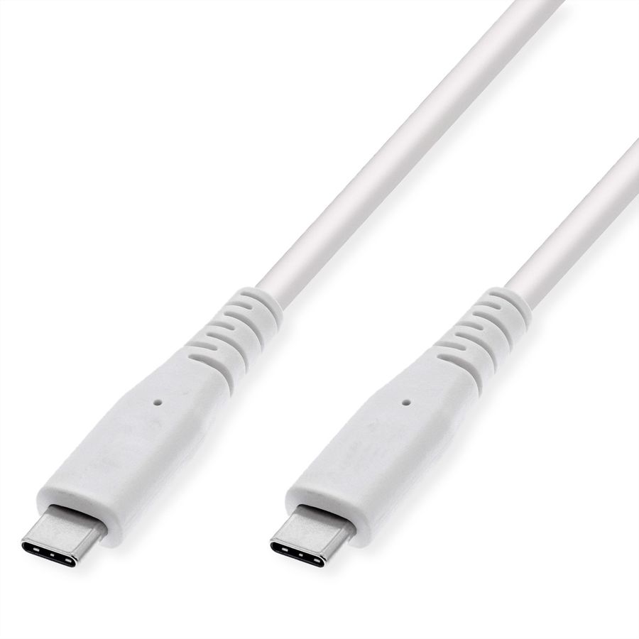 VALUE Câble compatible USB 3.2 Gen2, avec PD, C-C, M/M, 4K UHD-1, 10Gbit/s, Emark, 60W, blanc, 3 m