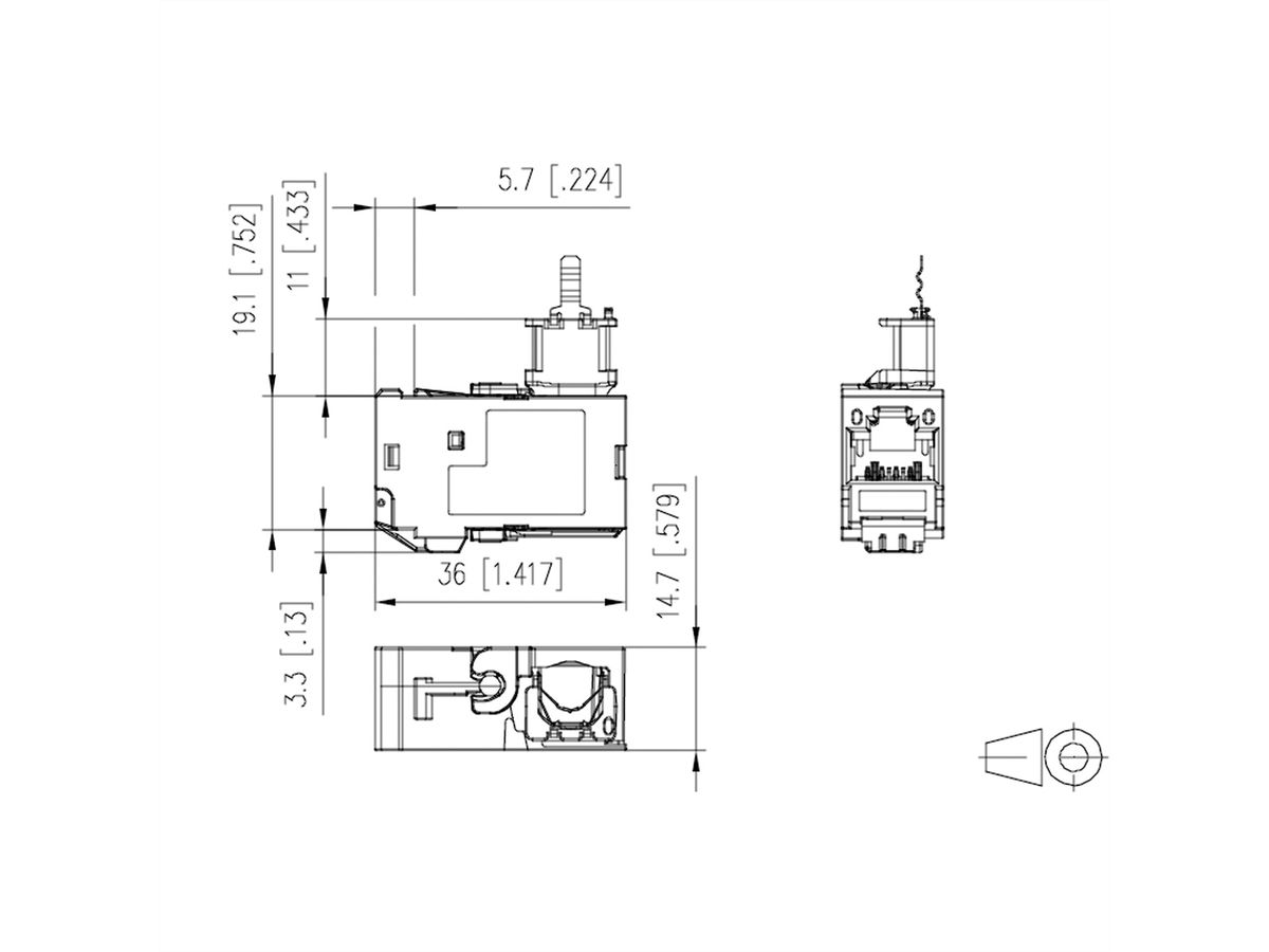 METZ CONNECT C6Amodul 90° connecteur femelle