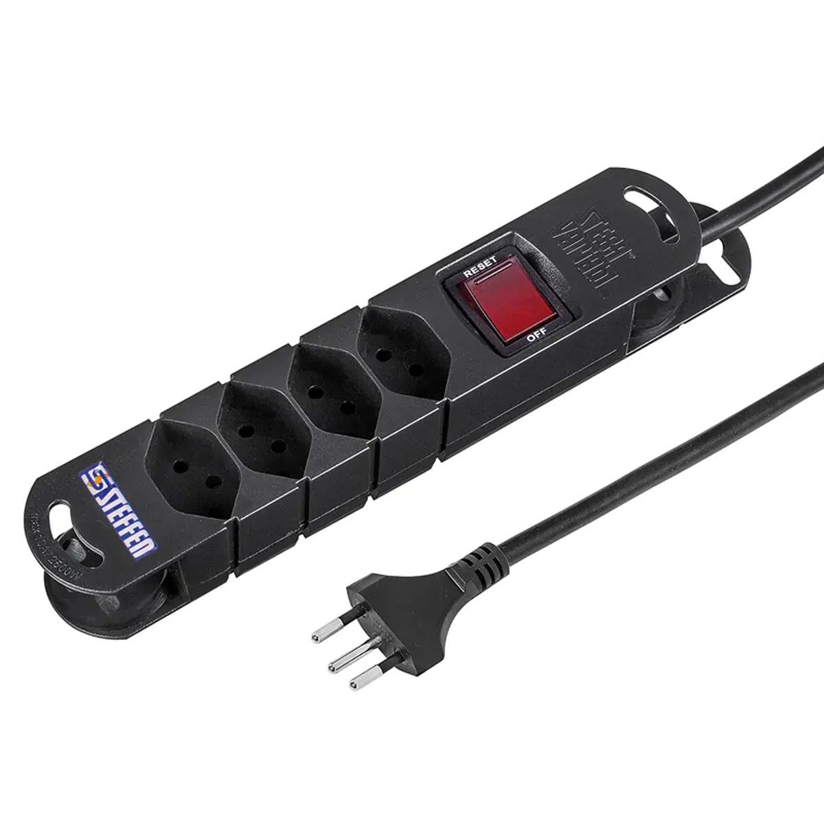 Steffen Multiprise TIDE 4xT13 3m, avec interrupteur et aimant blanc