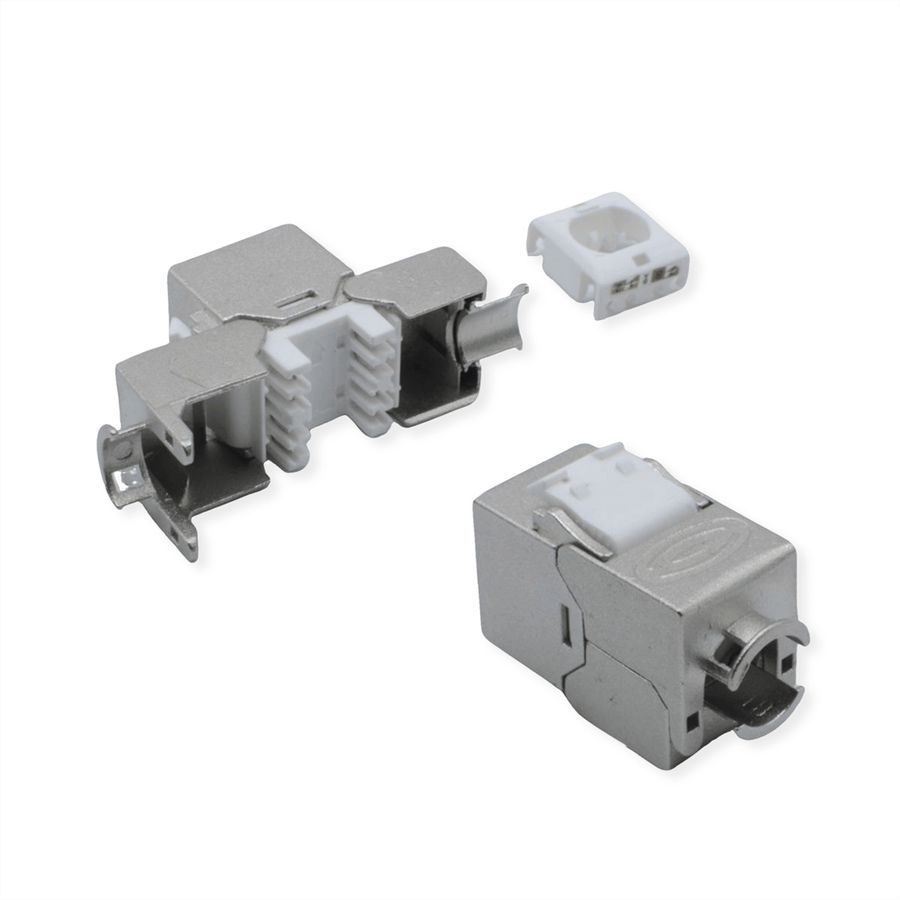 ROLINE Cat.6A (Class EA) Keystone, RJ-45, geschirmt, werkzeuglos, GHMT, silberfarben