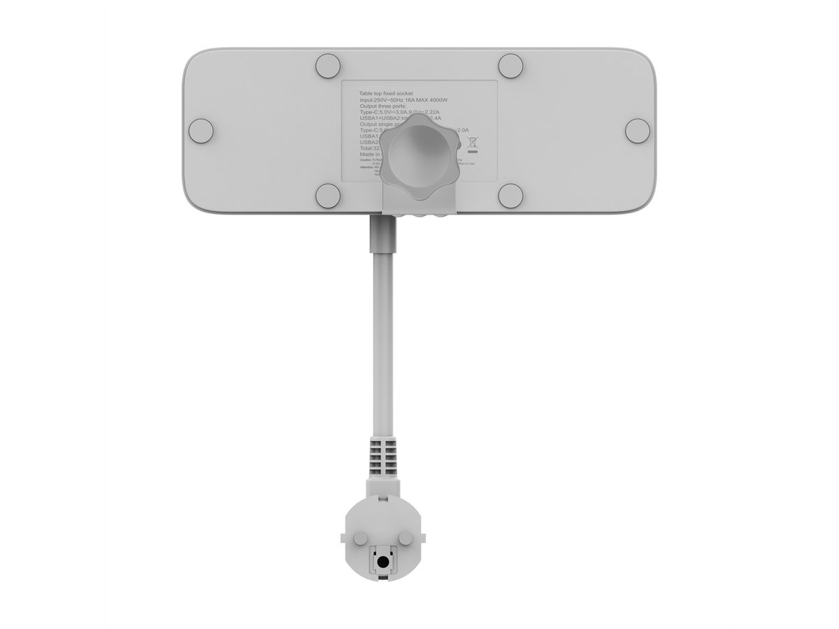 VALUE Tisch-Steckdosenleiste, 3fach mit Tisch-Klemme, inkl. USB-Charger (2x USB-A, 1x USB-C), 1,5 m