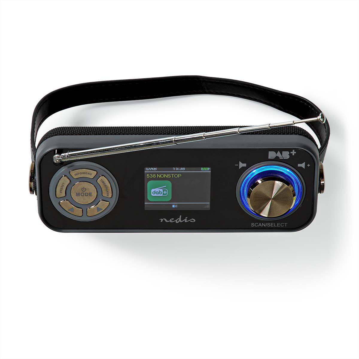 Nedis DAB+ Radio Tischradio, schwarz, Bluetooth, Akku