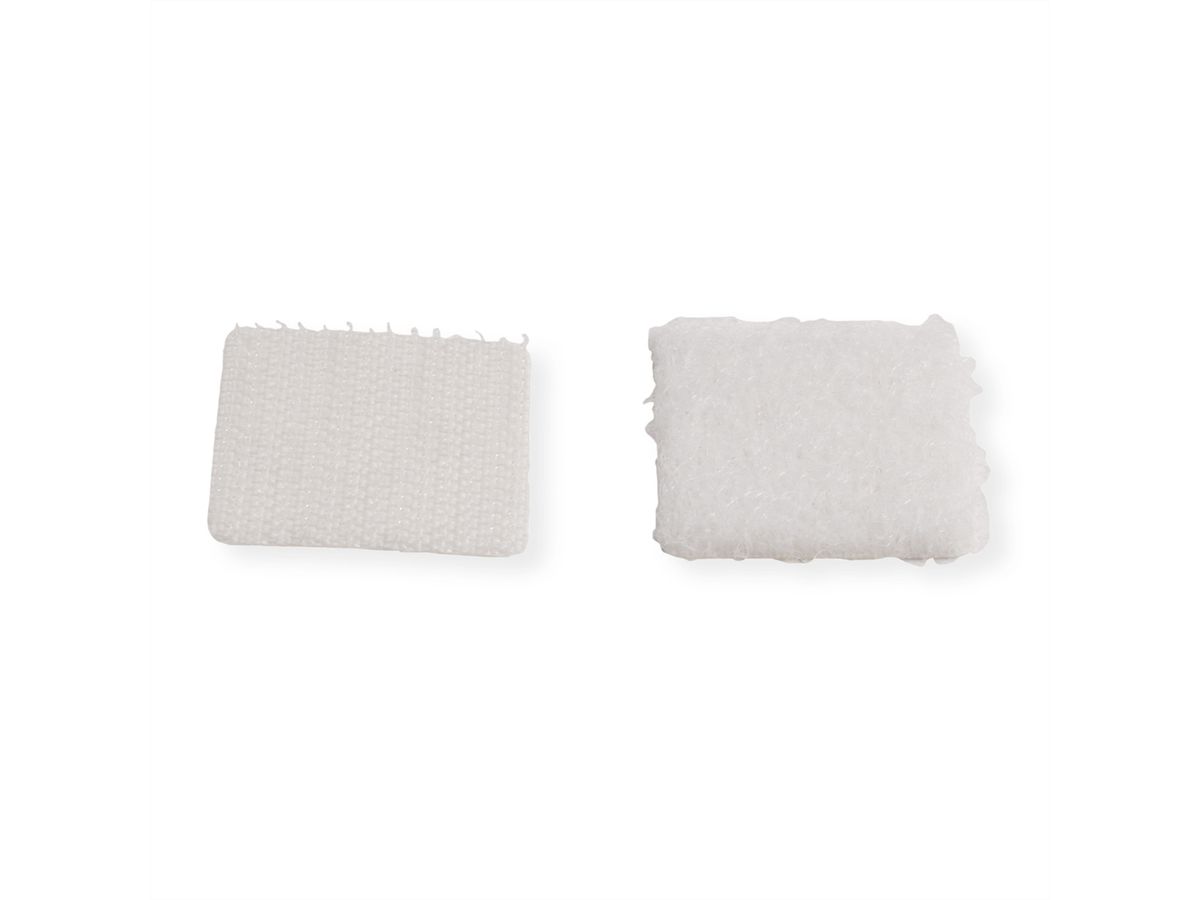 VELCRO® Boutons carrés 25x25mm x 24 blncs, crochets & velours autocollants
