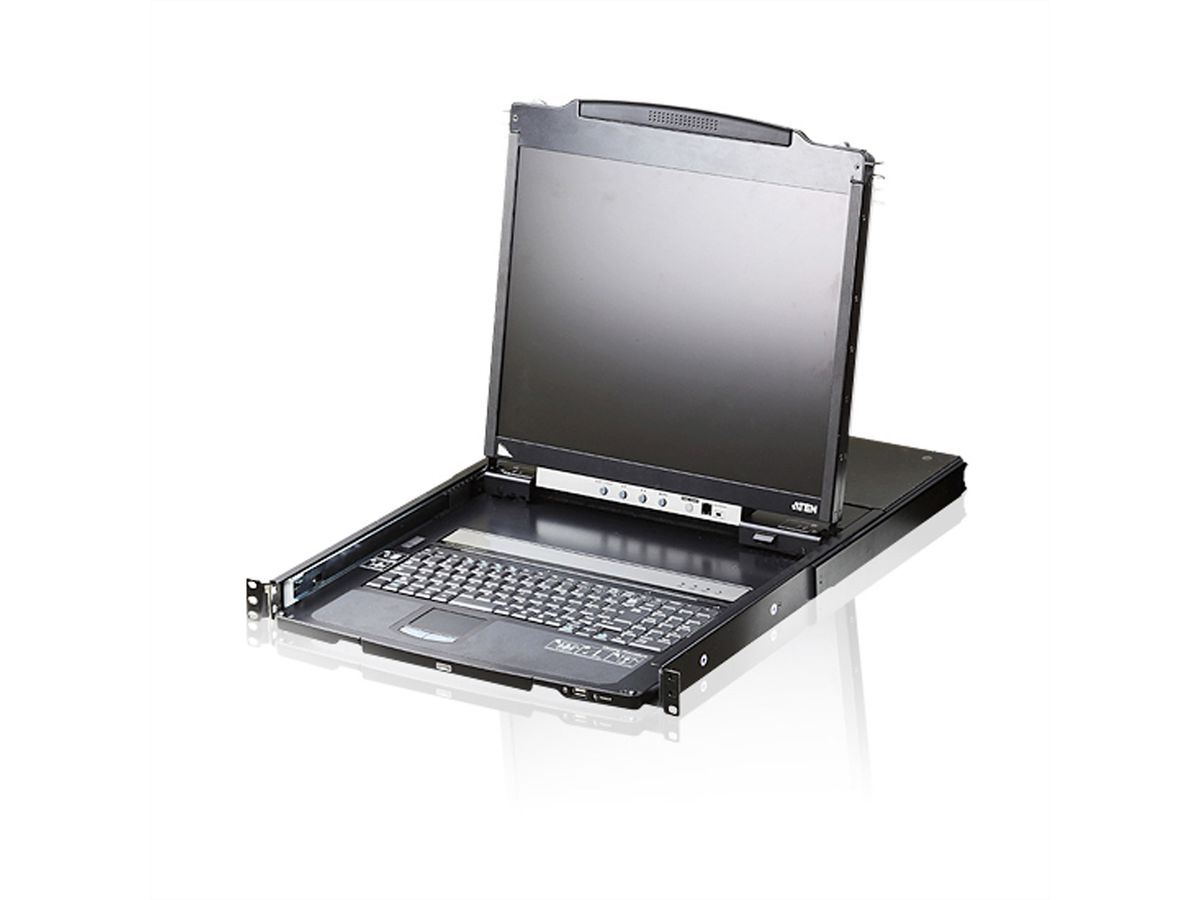 ATEN CL5800N KVM-Konsole, 48cm LCD, VGA, PS/2-USB, Peripheral Port, UK-Layout