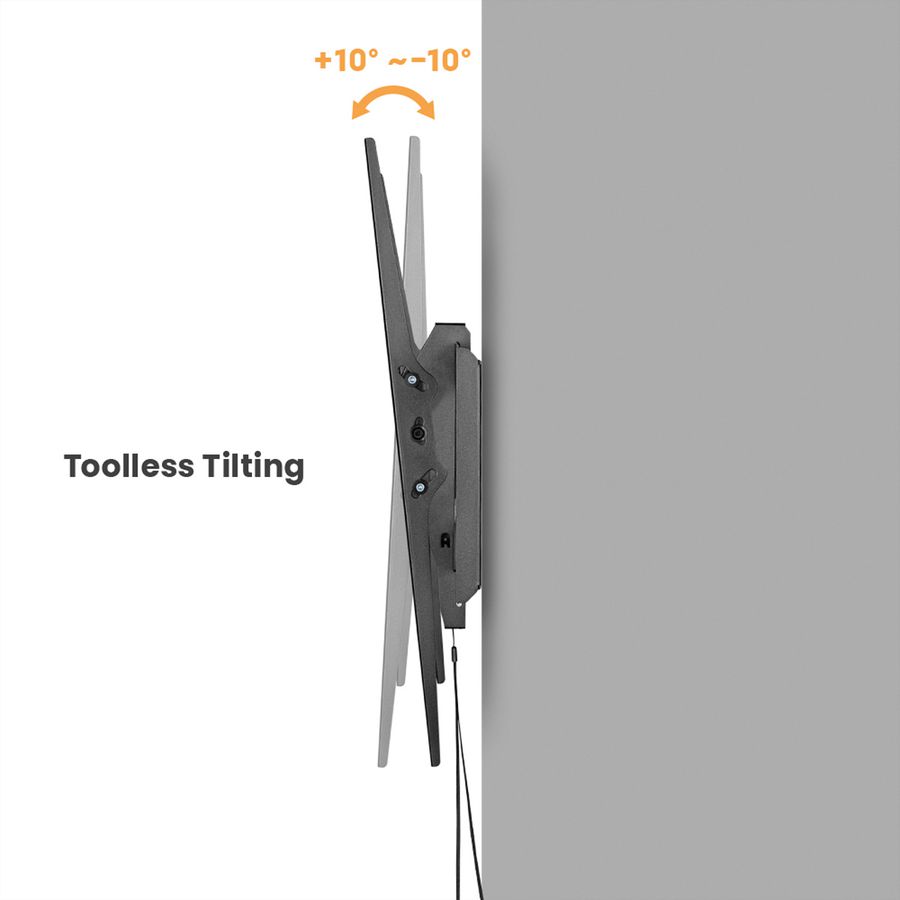 VALUE Support mural TV, distance murale de 80 mm, inclinable, 60–120 pouces, jusqu'à 120 kg