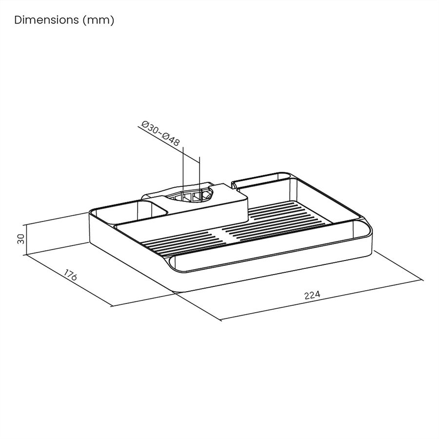 VALUE Ablagefach für Stangenmontage, bis 3 kg, 30-48 mm (1,2-1,9 Zoll)