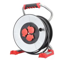BACHMANN Touret de câble professionnel IronCoat 3xCEE7/3 H07RN-F 3G1,5mm² 40m, Mesure par phase, mesure différentielle