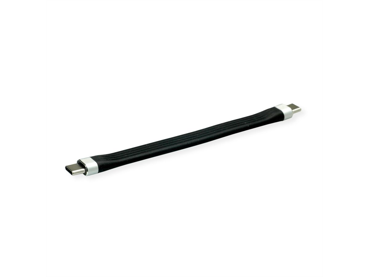 ROLINE Câble USB 3.2 Gen 2 en silicone, avec PD, Emark, C-C, M/M, 8K UHD, 10Gbit/s, 60W, noir, 11 cm