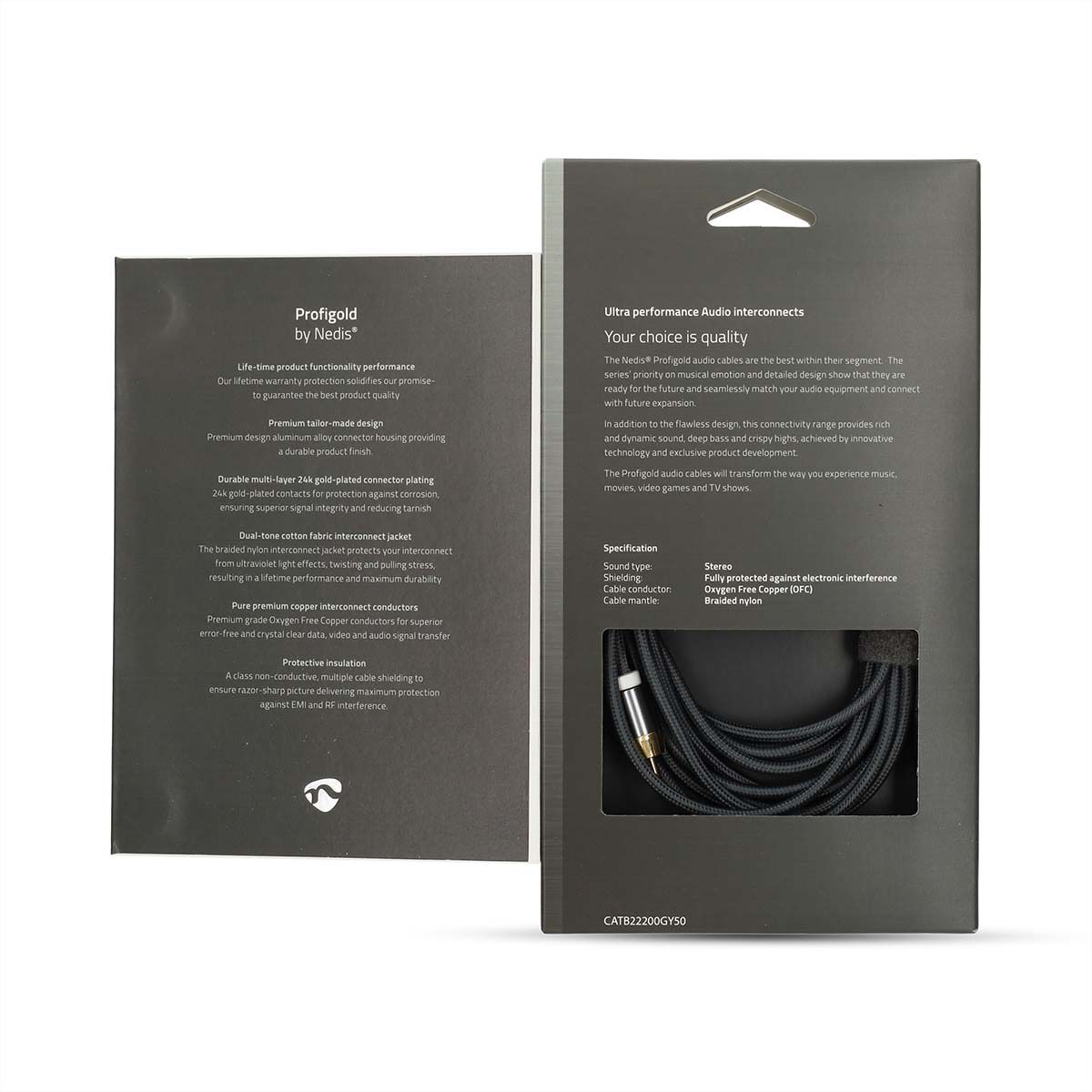 Nedis Stereo-Audiokabel, 1x Klinken ST, 2x Cinch ST, grau, 5 m