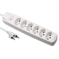 BLANK Steckdosenleiste, 6fach T13, mit Schalter, weiss