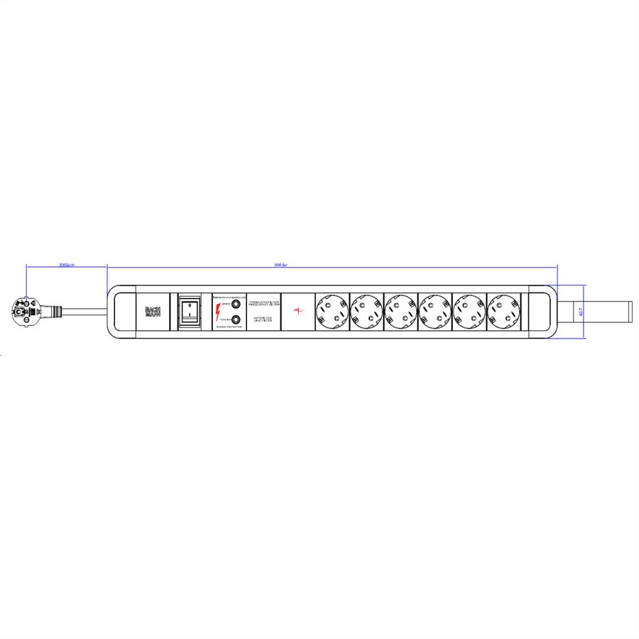 BACHMANN PRIMO 2 6xCEE7/3 1xGVS 1xinterrupteur boucle RAL6028