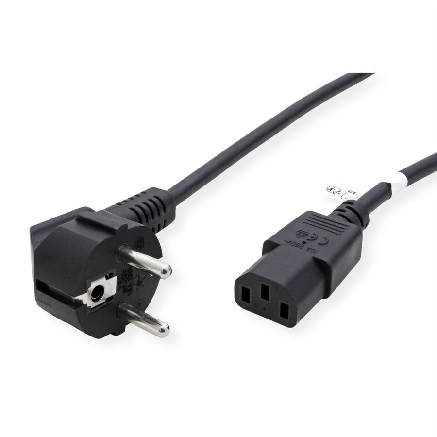ROLINE GREEN Netzkabel, gerade IEC-Buchse, schwarz, 3 m