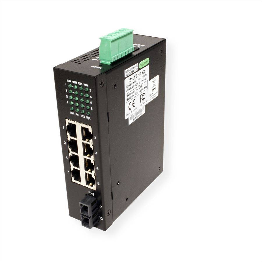 ROLINE Industrie Switch 7x RJ-45, 1x SC, unmanaged
