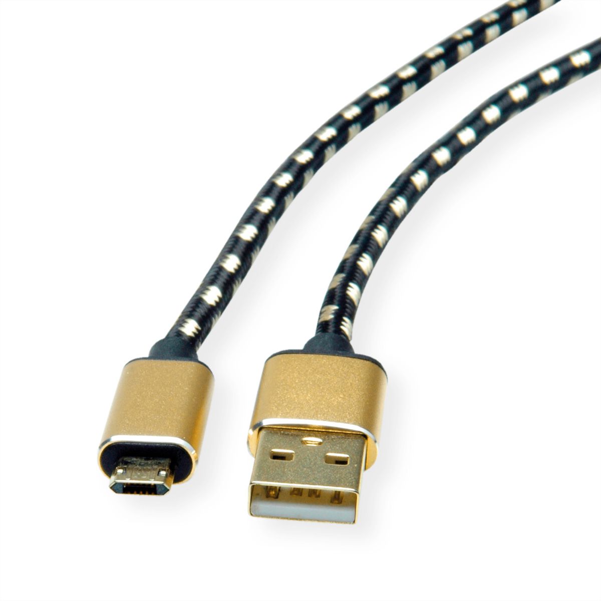 ROLINE GOLD USB 2.0 Kabel, Typ A ST - Micro B ST (reversibel), 0,8 m