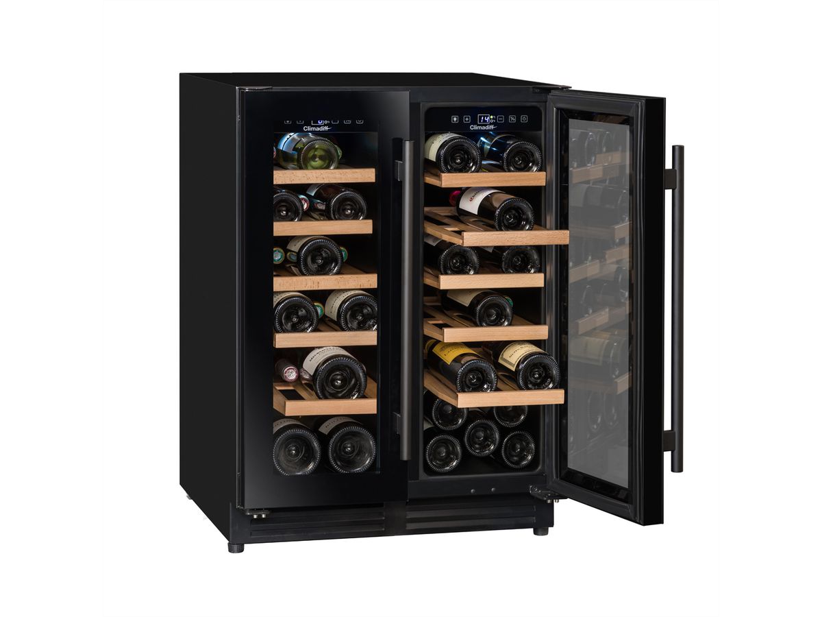 Climadiff Armoire à vin CBU40D1B, encastrable, 2 zones, 40 bouteilles