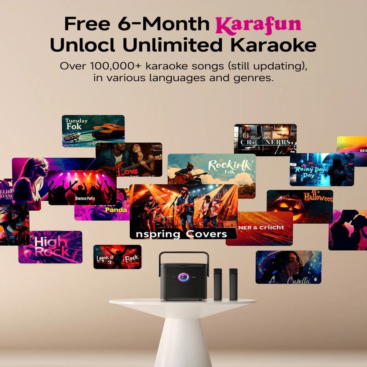 Ikarao Shell S3 Karaoke Maschine mit 7 Zoll Touchscreen, Tragbare Karaoke Maschine