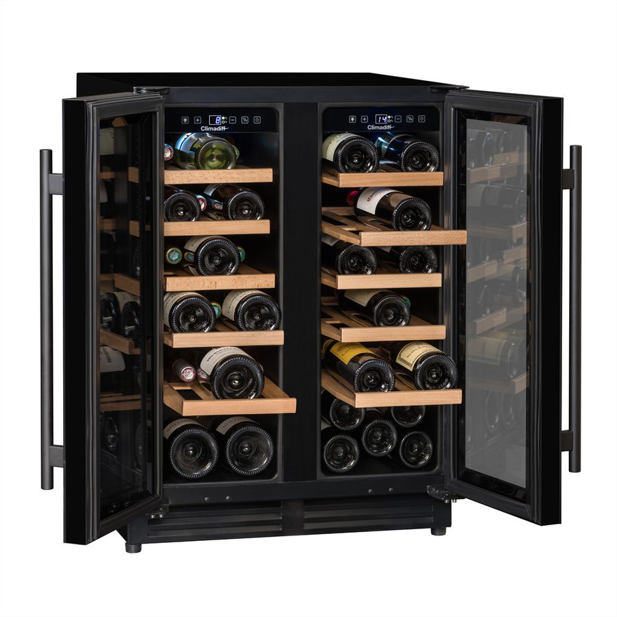 Climadiff Armoire à vin CBU40D1B, encastrable, 2 zones, 40 bouteilles