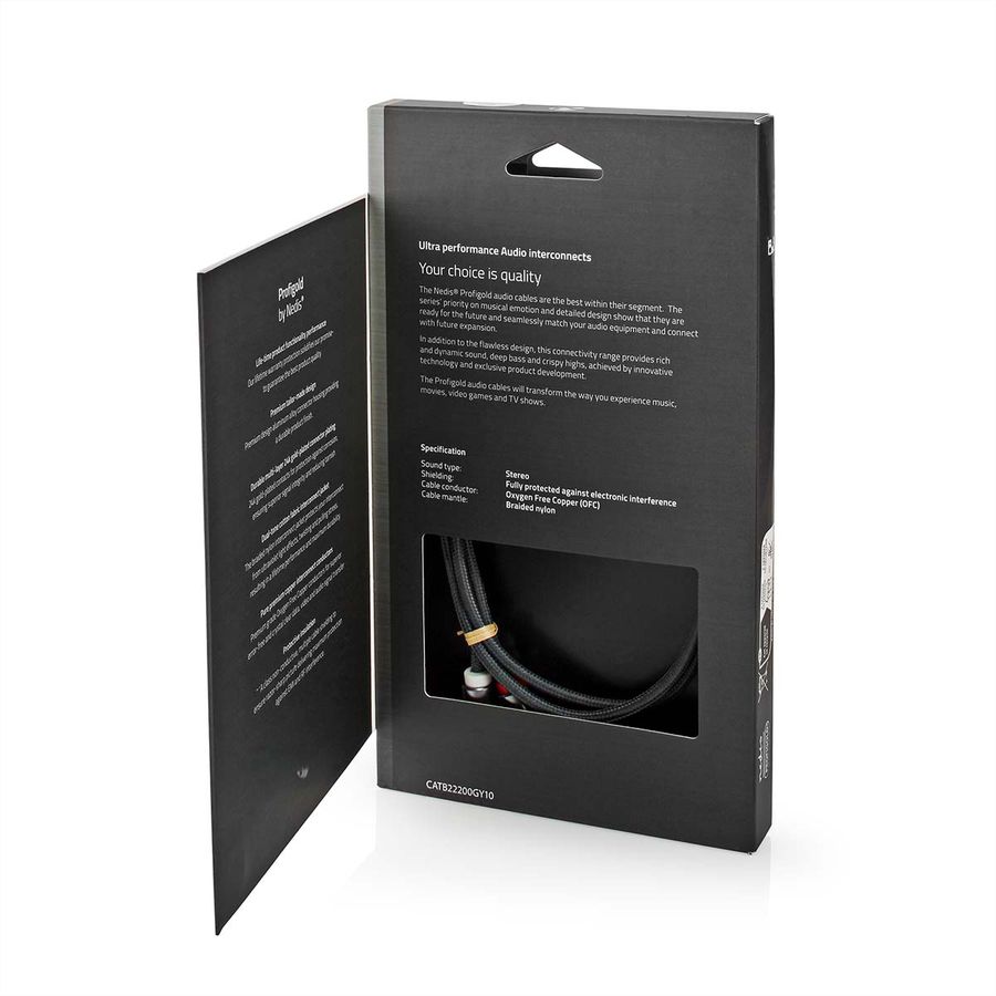Nedis Stereo-Audiokabel, 1x Klinken ST, 2x Cinch ST, grau, 1 m