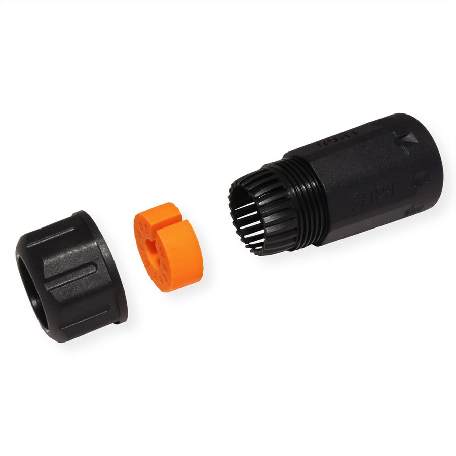 VALUE RJ-45 Kupplung geschirmt, Cat.6A (Class EA), Outdoor/Industrie, schwarz