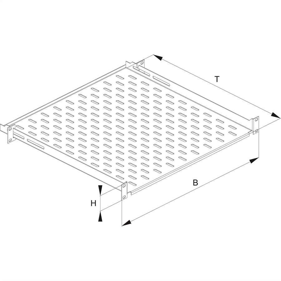CONTEG 19"-Geräteträger schwarz 1 HE, 435 x 450 mm, max. 15kg