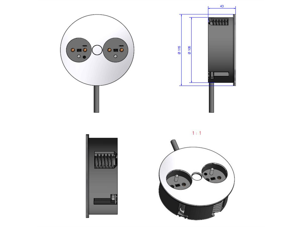 BACHMANN TWIST 2xUTE 2,0m AEH weiss 30GE seidenmatt