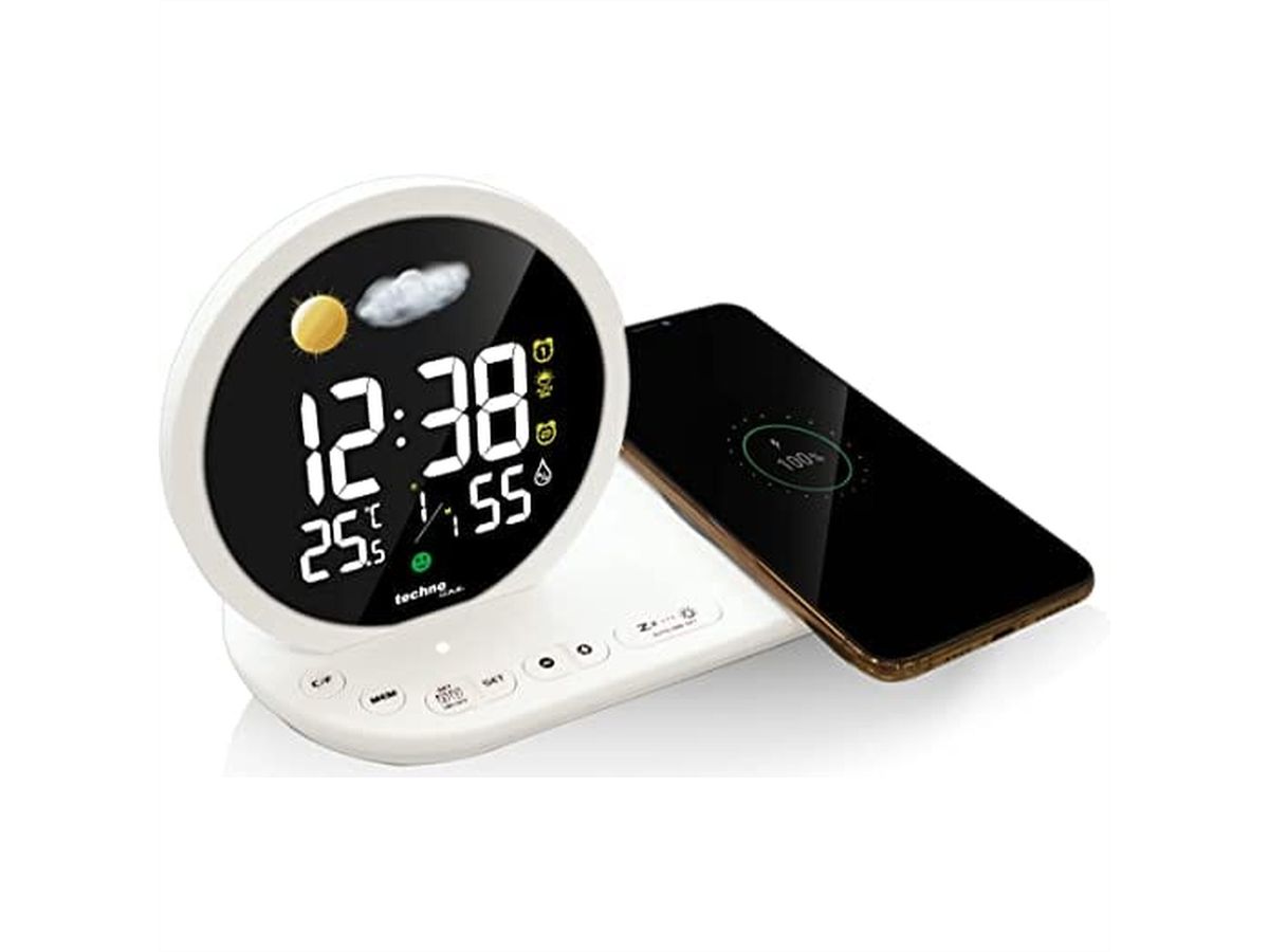 Réveil numérique Technoline avec fonction de recharge sans fil WT 427, , Blanc