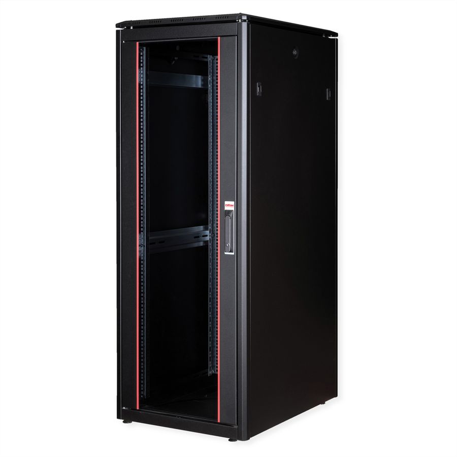 ROLINE 19" Baie réseau Pro 32U, 600x800 LxP Porte verre noir