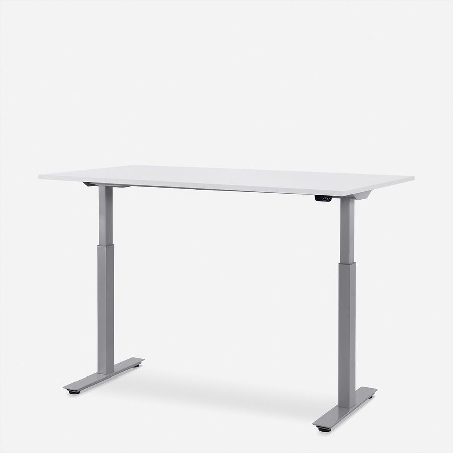 WRK21 Bureau Smart 180 x 80 cm, Hauteur réglable, Blanc uni / Gris