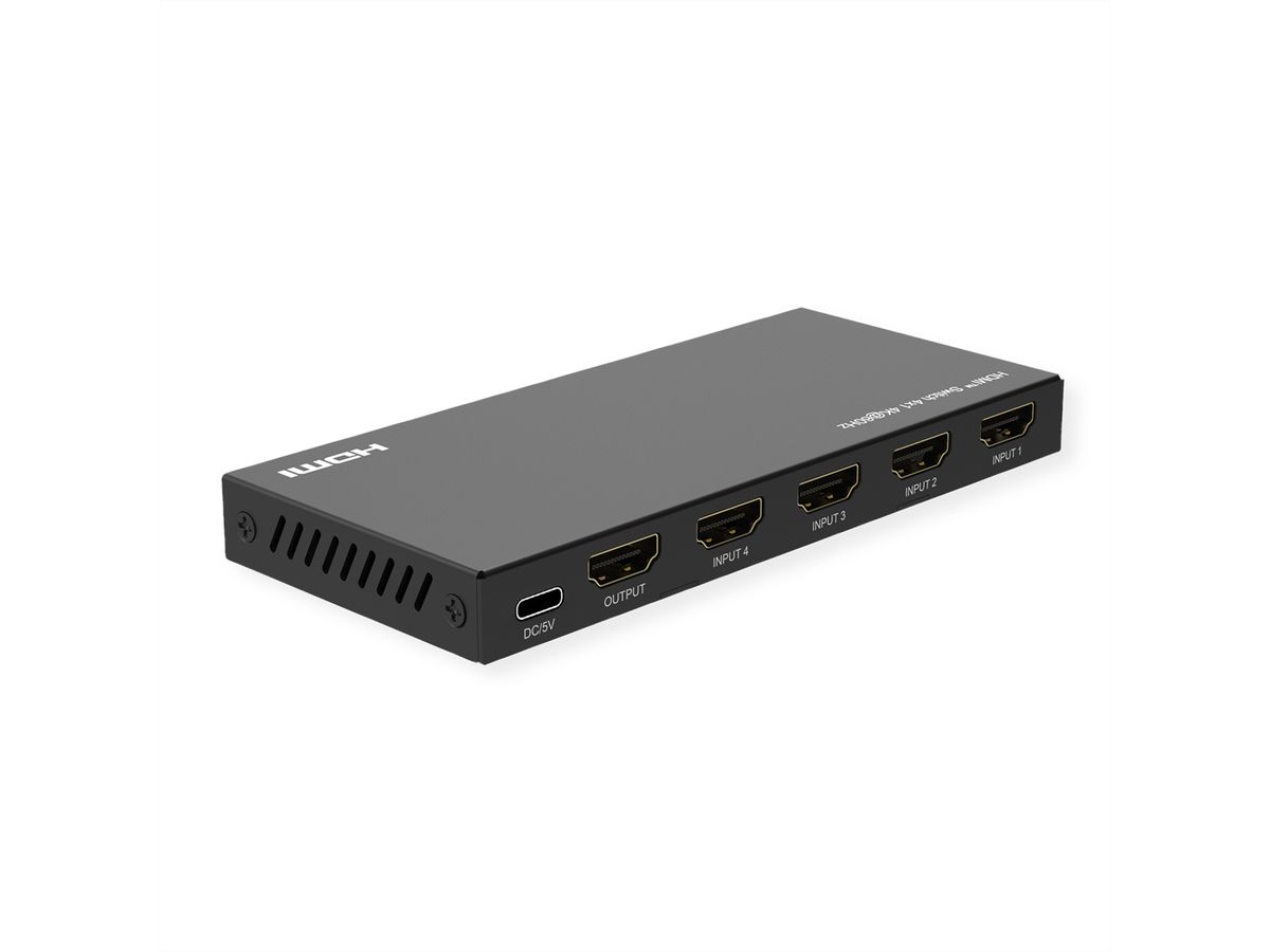 ROLINE Switch HDMI 4K à 4 ports, avec télécommande