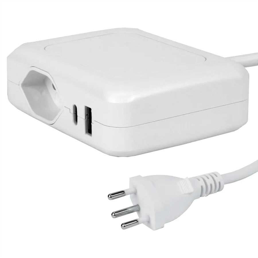 Steffen station de charge IQ simple, 1xT13 + 1xUSB-A 36W + 1xUSB-C PD 45W, blanc, 1.5m