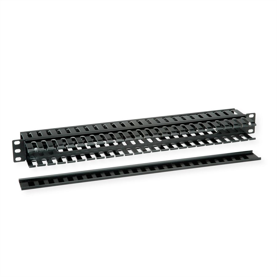 VALUE 19-Zoll-Frontplatte 1 HE, beidseitig mit Kabelkanal, schwarz