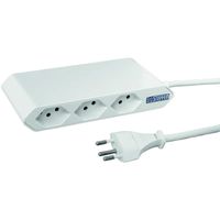 Steffen Bloc multiprises de bureau Alu Desk, 2x T13, 1x USB-A, 1x USB-C, 1.5m, blanc