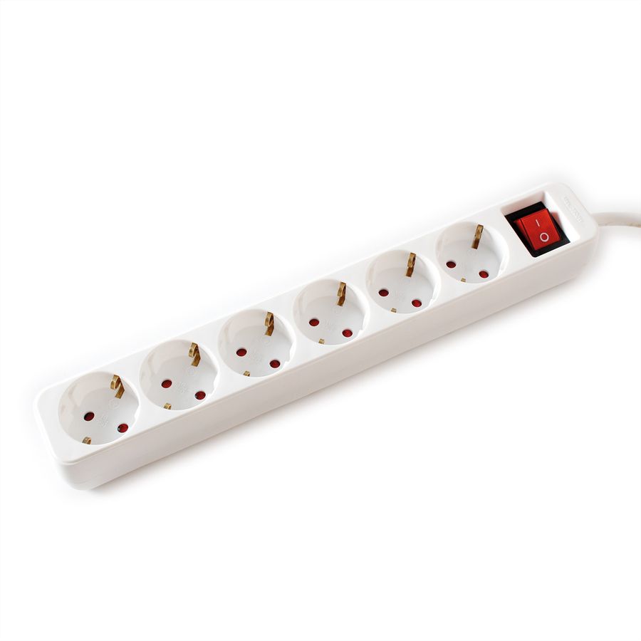 VALUE 6-fach Steckdosenleiste mit Schalter, weiß, 1,5 m