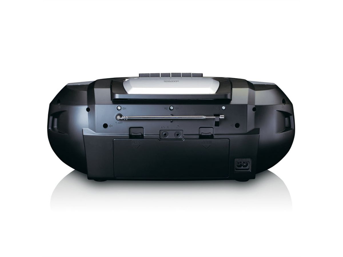 Lenco Boombox SCD-120SI noir, FM, CD, Kassette, USB,BT,RC